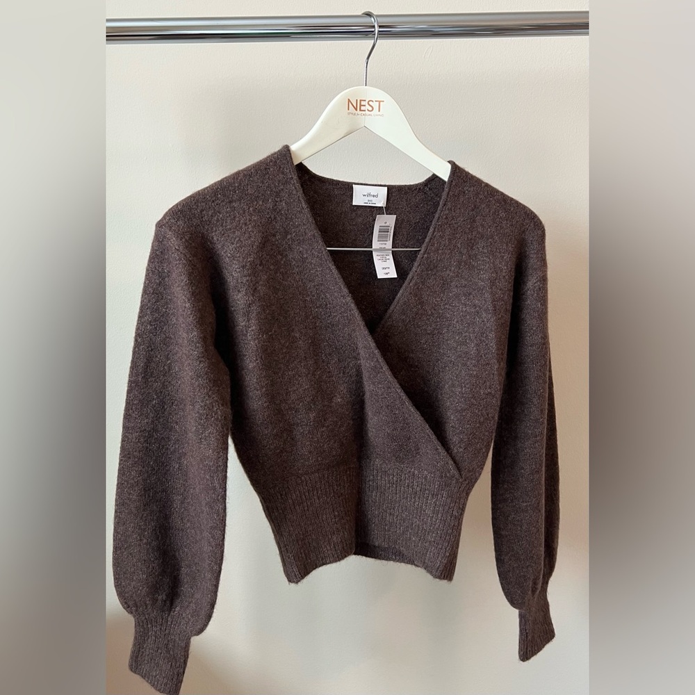 Wilfred (Aritzia) Dear Sweater in Heather Rich Cocoa (XXS - fits like S)